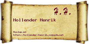 Hollender Henrik névjegykártya